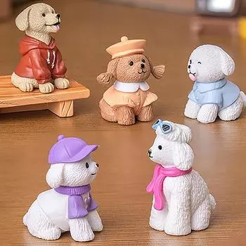 6 шт. настольные аксессуары фигурки миниатюры милые имитация собаки померанский шпиц микро ландшафтные украшения для украшения дома