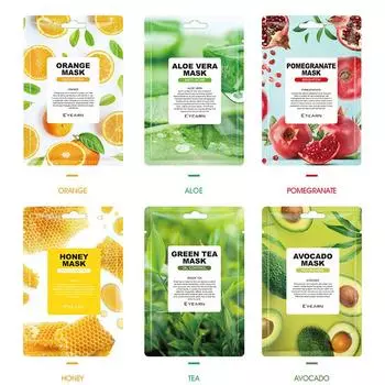 6 шт., натуральная фруктовая маска, растительная маска для лица, увлажняющая маска для контроля жирности, черника, огурец, гранат, фрукты, алоэ, листовая маска для лица