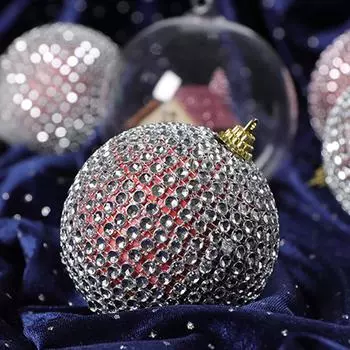 6 шт. небьющиеся блестящие шарики с пайетками украшение 8 см рождественские стразы шары подвески для праздничного украшения вечеринки 8cm