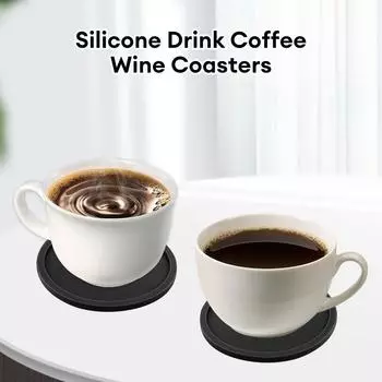 6 шт. нескользящие силиконовые подставки под кружки для кофе, набор держателей, подставки под чашки, набор, черный круглый коврик, домашний офисный стол, декоративная подкладка