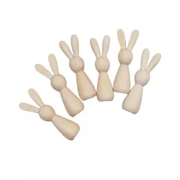 6 шт. незавершенные деревянные куклы-колышки, тела кукол-кроликов, пустые мини-неокрашенные деревянные детали для