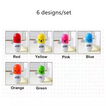 6 шт. новинка шариковая ручка синий цвет капсула с витамином шариковая ручка канцелярские школьные принадлежности A6205