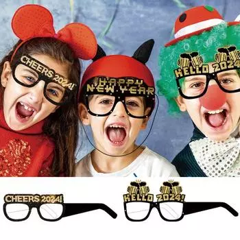 6 шт. Новогодняя шапка, очки, блестящие шляпы для вечеринок, реквизит для фотосъемки, украшения для рождественской вечеринки, очки, подарки на Новый год