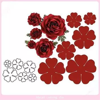 6 шт. Новые штампы 3D Роза Цветок Вырубные штампы Трафареты Скрапбукинг Тиснение DIY Поделки Бумажные открытки Декор альбома Металлические штампы Вырезать One Size серебряный