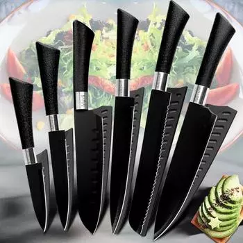 6 шт., нож шеф-повара из нержавеющей стали, набор кухонных ножей, нож для овощей, фруктов, кухонные инструменты 6pcs
