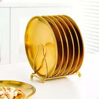 6 шт. обеденная тарелка для кемпинга, сервировка, золотая посуда, корейское блюдо, десертная закуска