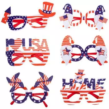 6 шт. очки на День независимости реквизит для фотосессии на вечеринку очки для косплея забавные украшения патриотический пластик 16x15cm