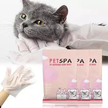 6 шт. одноразовых перчаток для домашних животных, одноразовые спа-массажи для собак, мягкая дезодорация, глубокая очистка, не требующие смывания салфетки, принадлежности для ухода за кошками розовый