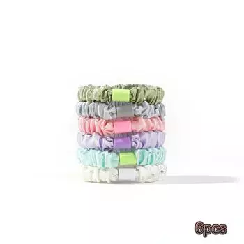 6 шт. однотонные атласные резинки для волос с драгоценными камнями, резинки для волос для женщин и девочек, резинка для волос с бриллиантами, без повреждений