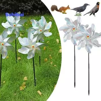 6 шт., отпугиватели птиц, спиннеры с 7 листьями, экологически чистые, съемные, легко устанавливаются, повторно используются, отгоняют птиц, светоотражающие ветряные мельницы из ПВХ серебряный