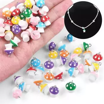 6 шт./пакет, милые подвески в виде грибов, подвеска из смолы для DIY ювелирных изделий, аксессуары для изготовления ремесел 6pcs синий