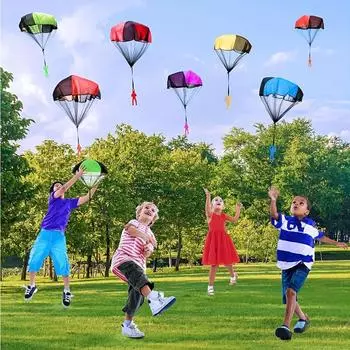6 шт. Парашютные игрушки для детей - свободный от спутывания летающий уличный парашют для мужчин, маленькие уличные игрушки, подарок для мальчиков и девочек, метательная игрушка