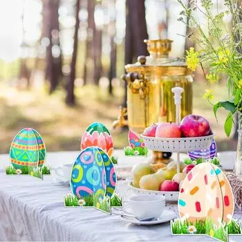 6 шт. пасхальные яйца украшения бумажные цветные яйца настольный декор знак стоя