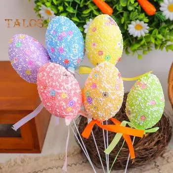 6 шт. пасхальных палочек для яиц, разноцветные палочки для яиц из пеноматериала, палочки для украшения торта на весеннюю вечеринку, цветочная композиция, украшение для поделок своими руками, ваза, настольный домашний декор A