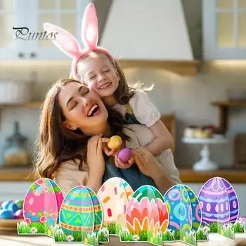 6 шт. пасхальных украшений для яиц, бумажные цветные яйца, настольный декор, стоящее яйцо, центральное украшение для пасхального ужина, вечеринки, весенних мероприятий, принадлежности 6pcs