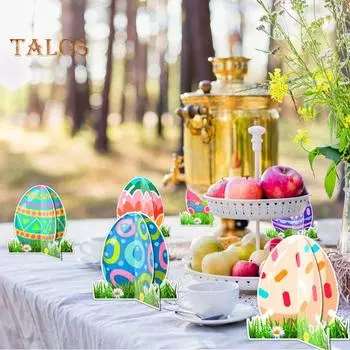 6 шт. пасхальных украшений для яиц, бумажные цветные яйца, настольный декор, стоящее яйцо, центральное украшение для пасхального ужина, вечеринки, весенних мероприятий, принадлежности 6pcs