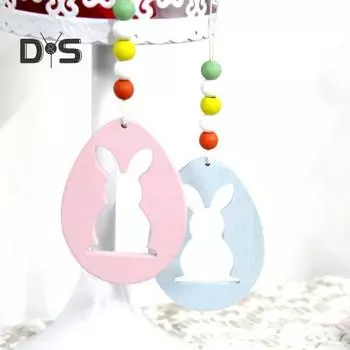 6 шт. пасхальных украшений в виде кролика, деревянные подвесные украшения в форме яйца, вырезанные пасхальные украшения в виде кролика для украшения двери на дереве, праздничный домашний декор E