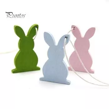 6 шт. пасхальных украшений в виде кролика, деревянные подвесные украшения в форме яйца, вырезанные пасхальные украшения в виде кролика для украшения двери на дереве, праздничный домашний декор F