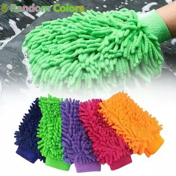 6 шт. перчатка для мытья автомобиля из микрофибры, толстая лапша, мягкая перчатка для чистки из микрофибры, случайные цвета 6 PCS (Random Colors)