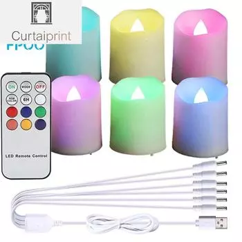 6 шт. перезаряжаемые свечи таймер пульт дистанционного управления свечи на день рождения День святого Валентина украшение дома чайные свечи декор комнаты беспламенная светодиодная свеча