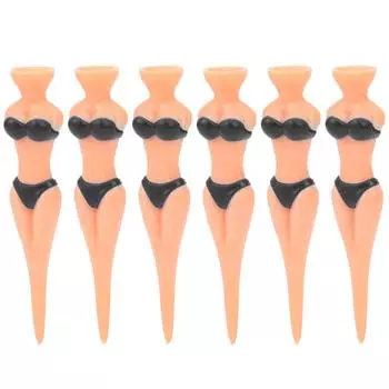6 шт. Пластиковые гольф-ти из ПЭ Красивая форма бикини Прочные Тренировочный инструмент Аксессуары Черный