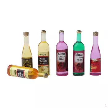 6 шт. пластиковые миниатюрные бутылки для пива, вина, продукты питания, 1/12, кукольный домик, сцены из жизни