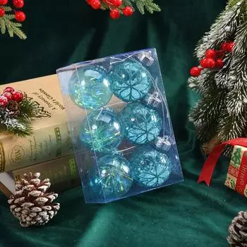 6 шт. Пластиковые рождественские украшения Подвесные 6 см Подвеска в виде рождественского шара Декор для рождественской елки