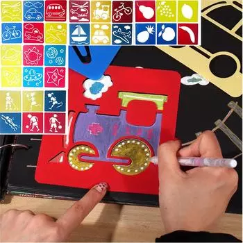 6 шт. Пластиковые шаблоны для рисования картинок, трафареты для рисования, детские художественные бумажные раскраски, игрушки для рисования GYH one size