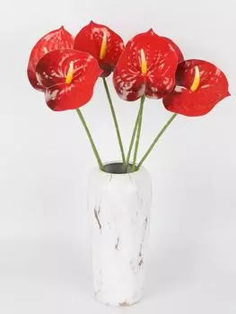 6 шт. пластиковый неувядающий искусственный цветок антуриума искусственный цветок антуриума имитация растения реквизит для свадебной фотосъемки украшение для гостиной дома красный