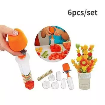 6 шт. Пластиковый резак для фруктов, слайсер, креативная кулинария, украшения для овощей, фруктовые салаты, карвинг, кухонные принадлежности