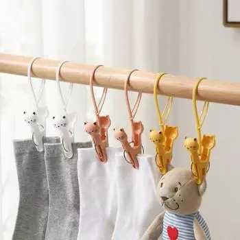 6 шт. Пластиковый зажим для белья в виде кошки, сухие прищепки, ветрозащитные прищепки, вешалка для нижнего белья и носков, крючок для фиксированного одеяла, креативный органайзер