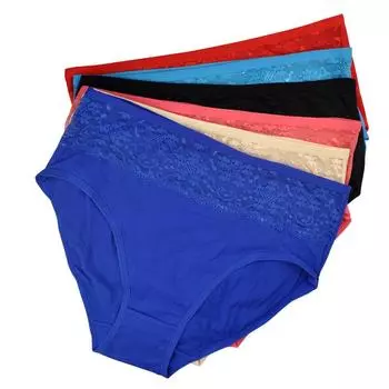 6 шт плюс размер средней талии трусы сексуальные кружевные трусики хлопок женское нижнее белье женские трусики нижнее белье XXXL разноцветный