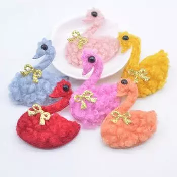 6 шт., плюшевые аппликации в виде лебедя, скрапбукинг, сделай сам, наклейки, нашивки с плоской задней частью, украшения, аксессуары розы красного