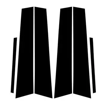 6 шт., подходит для Acura TSX 2009-2014, глянцевый черный материал из поликарбоната, зеркальный эффект, центральная часть окна двери, средняя часть стойки стойки, отделка для колонки