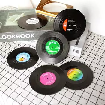 6 шт. подставка под стакан в европейском и американском стиле в ретро-стиле для напитков, пива, чая, АБС-виниловой пластинки, компакт-диска, нескользящая подставка под стакан для рабочего стола