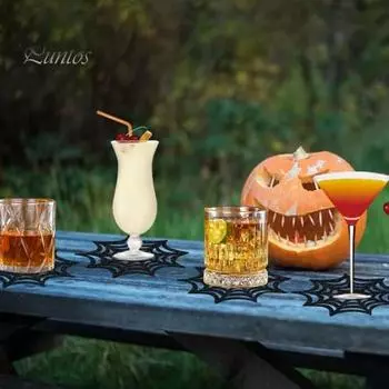 6 шт. подставки под стаканы из войлока с паутиной, нескользящие, термостойкие, коврики для стола на Хэллоуин, дома, кухни, офиса, надежные коврики для напитков на Хэллоуин 1 Set