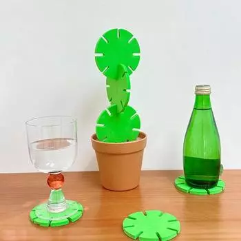 6 шт. подставок для горячих блюд, термостойкие подставки с дизайном кактуса, держатель для кастрюль, коврик для напитков, стойкие к пятнам пищевые накладки для защиты стола зелёный