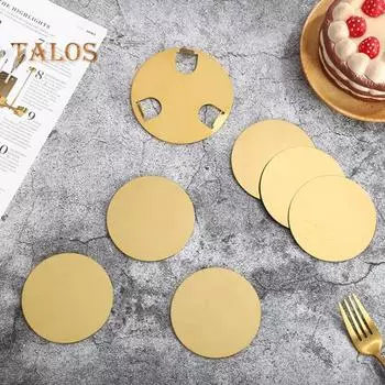 6 шт. подставок из нержавеющей стали с держателем, современные зеркальные подставки под стаканы, круглые коврики для кофейного бара, обеденного стола 6pcs