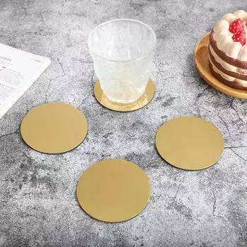 6 шт. подставок из нержавеющей стали с держателем, современные зеркальные подставки под стаканы, круглые коврики для кофейного бара, обеденного стола 6pcs