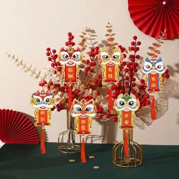 6 шт. подвеска для весеннего фестиваля, яркие изысканные подвесные украшения в форме дракона и льва, китайский Новый год, подвесные украшения для дома A