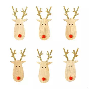 6 шт. подвеска на рождественскую елку деревянные бирки рождественские украшения аксессуары своими руками поделки Golden Reindeer