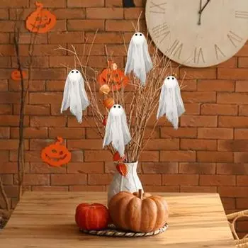 6 шт. подвеска в виде привидения на Хэллоуин, подвесные украшения в виде привидения, белые привидения с бечевкой для вечеринки в доме с привидениями, украшения для дома и елки B