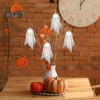 6 шт. подвеска в виде привидения на Хэллоуин, подвесные украшения в виде привидения, белые привидения с бечевкой для вечеринки в доме с привидениями, украшения для дома и елки B