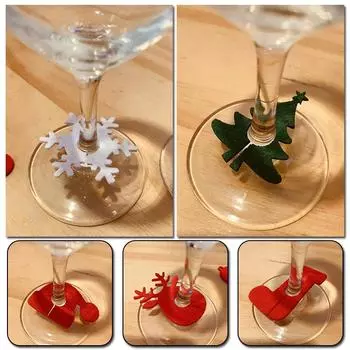 6 шт. Карточки для чашек Рождественские украшения Бирки для бокалов Подвески для бокалов Рождественский подарок Декор для домашней вечеринки