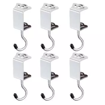 6 шт. Подвески для сумок на стол, Крючки для хранения, Высокая грузоподъемность, Простая установка, Многоцелевой держатель для рюкзака, крепящийся к столу A белый