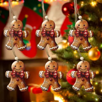 6 шт. Подвески в виде пряничных человечков, рождественские украшения, ручная работа с веревками, сделай сам, поделка, рождественская елка Style A