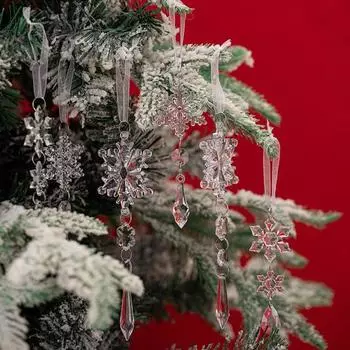 6 шт. подвески в виде снежинок из прозрачного акрила, украшения в виде снежинок, легко повесить