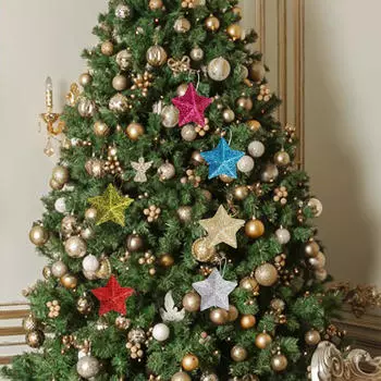 6 шт. подвесное украшение на рождественскую елку, блестящая подвеска в виде звезды, игрушка-украшение, милая Colorful