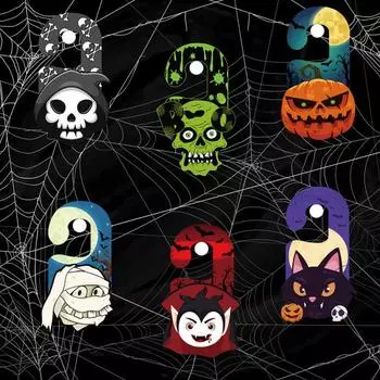 6 шт., подвесной дверной знак на Хэллоуин, подвесная летучая мышь, тыква, бумажное украшение, праздничные украшения на Хэллоуин для домашней вечеринки