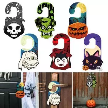 6 шт., подвесной дверной знак на Хэллоуин, подвесная летучая мышь, тыква, бумажное украшение, праздничные украшения на Хэллоуин для домашней вечеринки